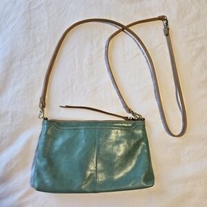 HOBO Teal Leather Crossbody with Tan Strap